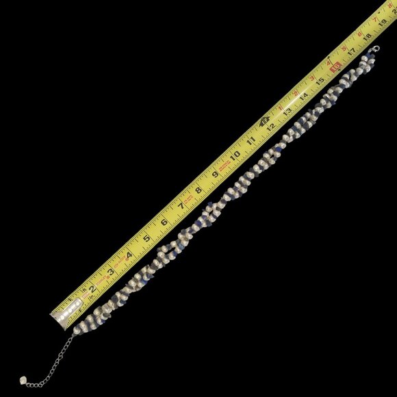 Pearls & Lapis Lazuli Choker Necklace Baroque Freshwater Pearls and Lapis Chips - Picture 7 of 10